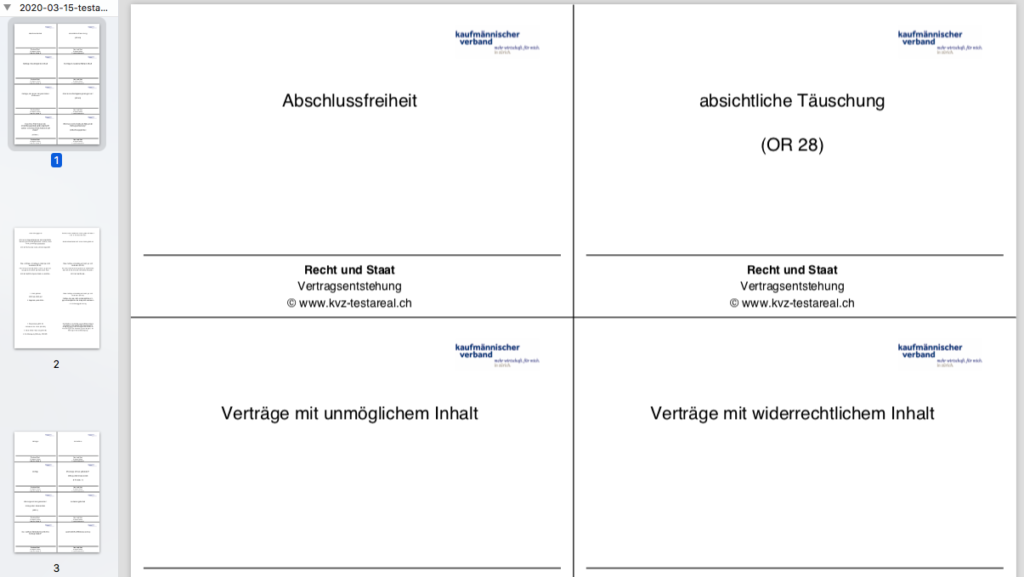 Lernkarten – Testareal ELearning